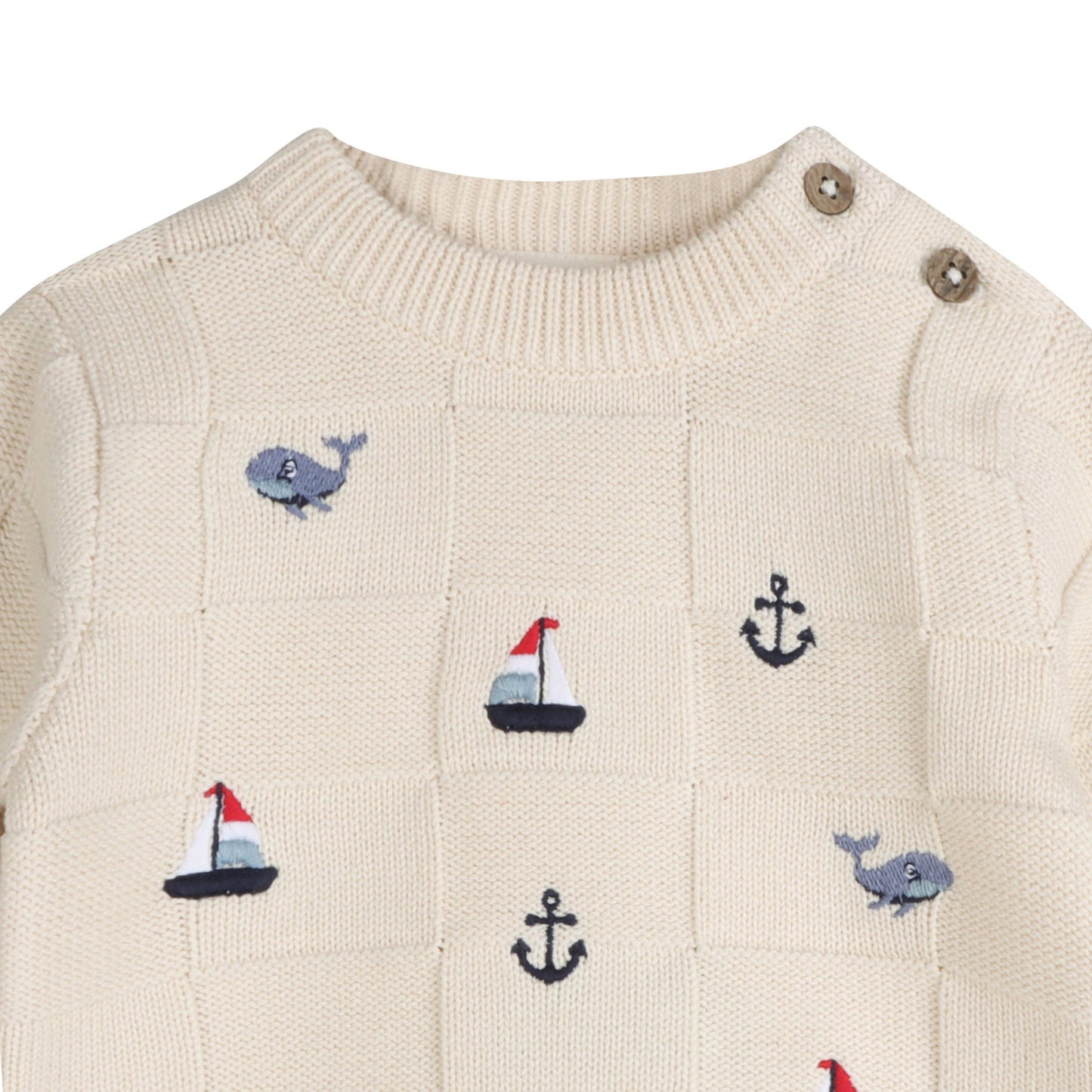 Miles Nautical Embroidered Baby Pullover (Organic Cotton)