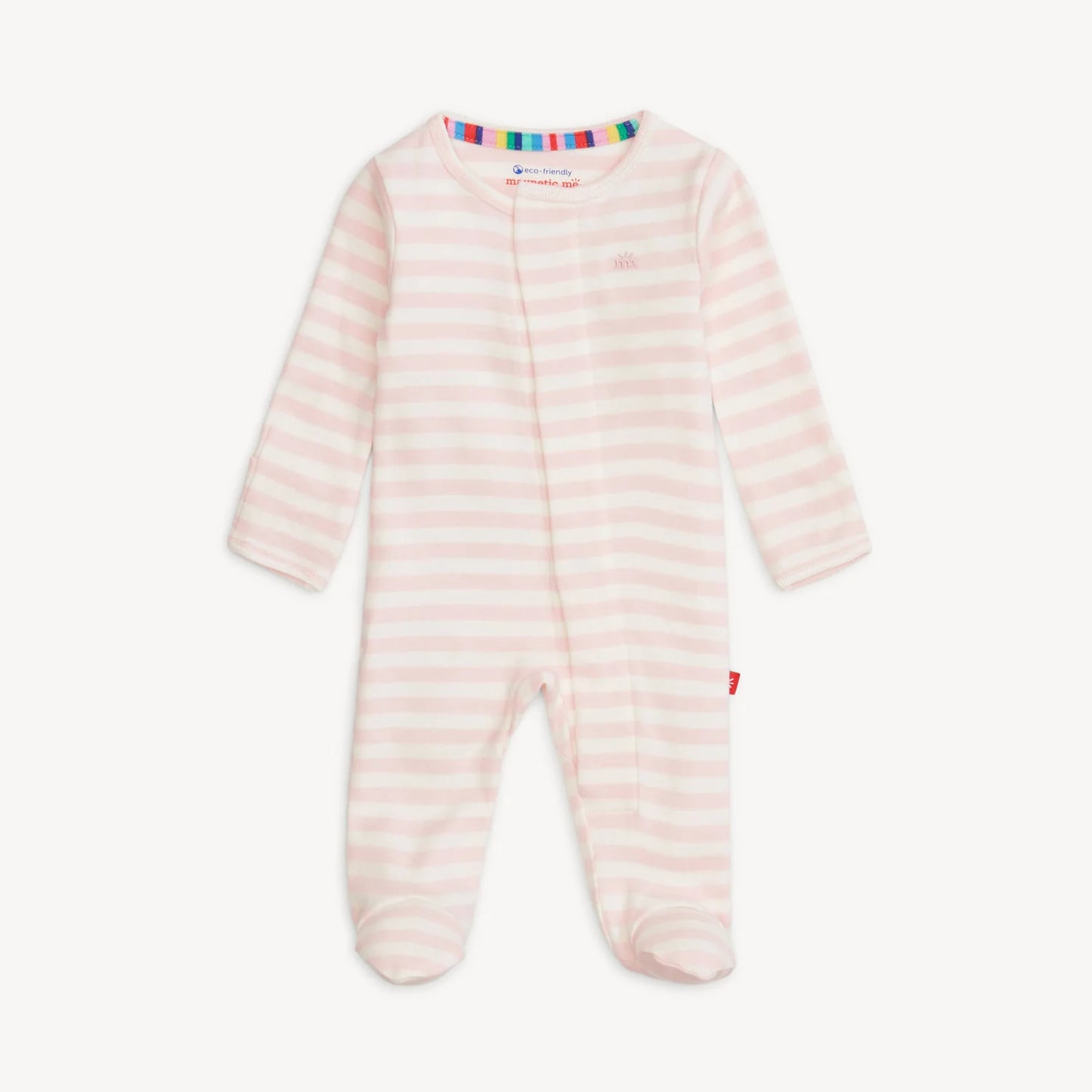 Organic Cotton Magnetic Footie-Pink Stripe
