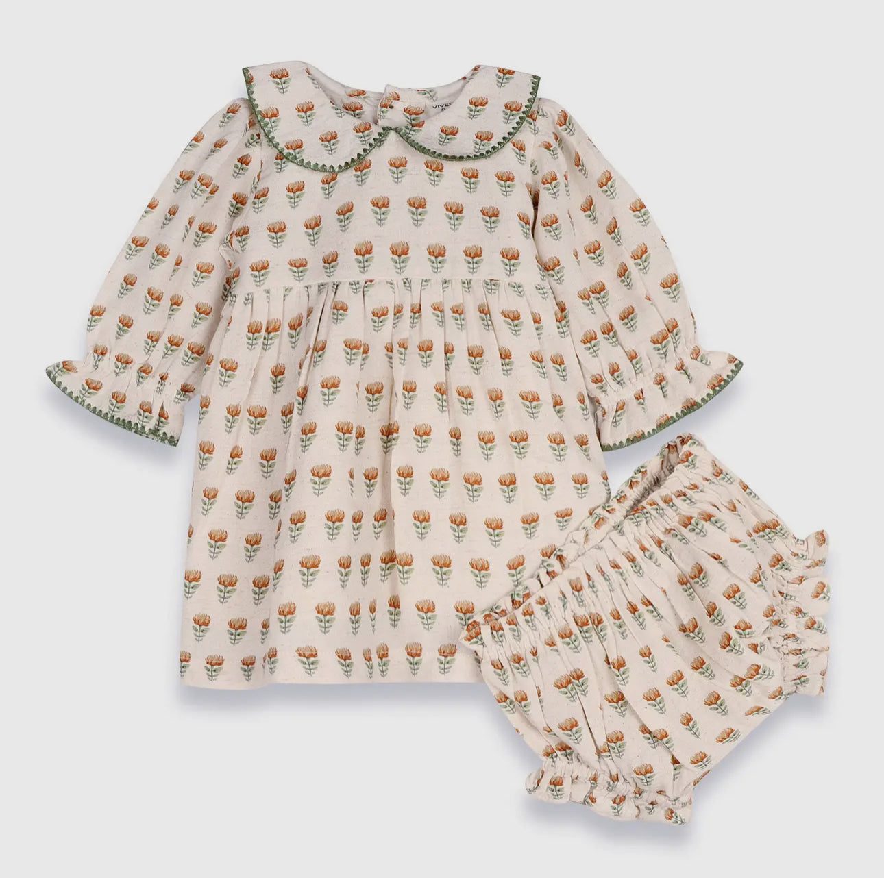 Linen Blend Ina Block Print Floral & Bloomer