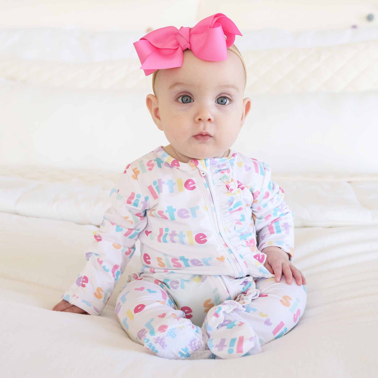 Bamboo Zipper Footie- Little Sister