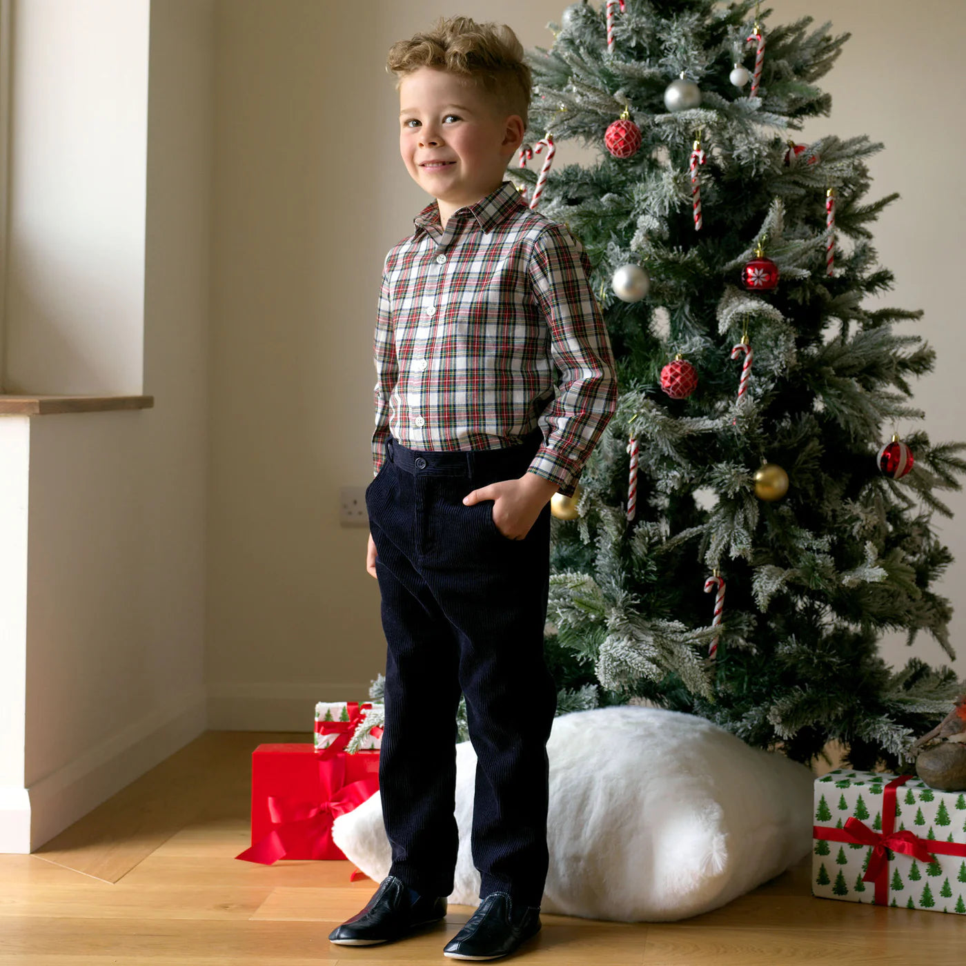 Rachel Riley Ivory Tartan Shirt