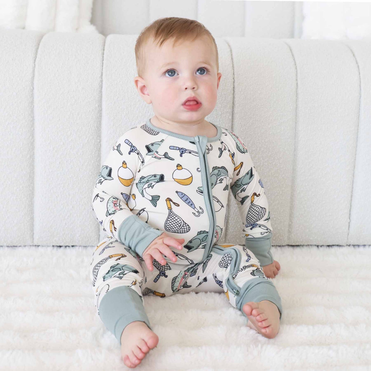 Bamboo Convertible Zip Romper- Catch of the Day