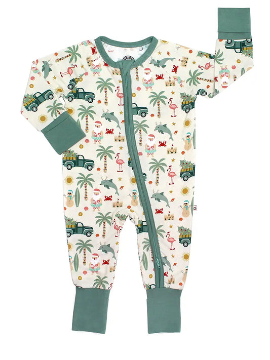 Coastal Christmas Bamboo Convertible Baby Pajamas