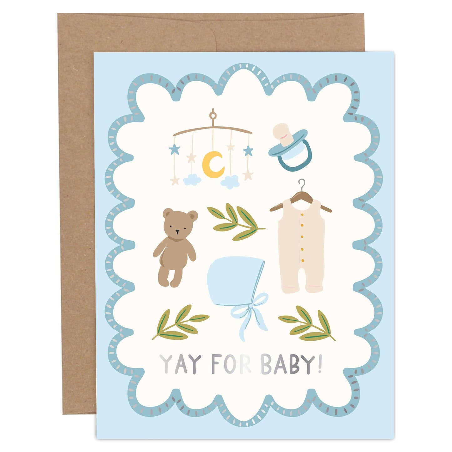 Yay For Baby Congratulations Greeting Card - Blue