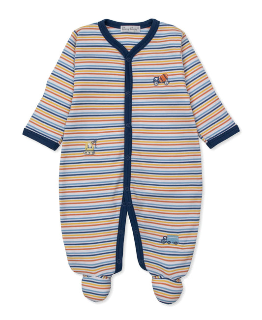 Pima Cotton Footie- Construction Stripe