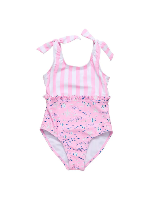 Pink Sea Shoulder Tie Swimsuit