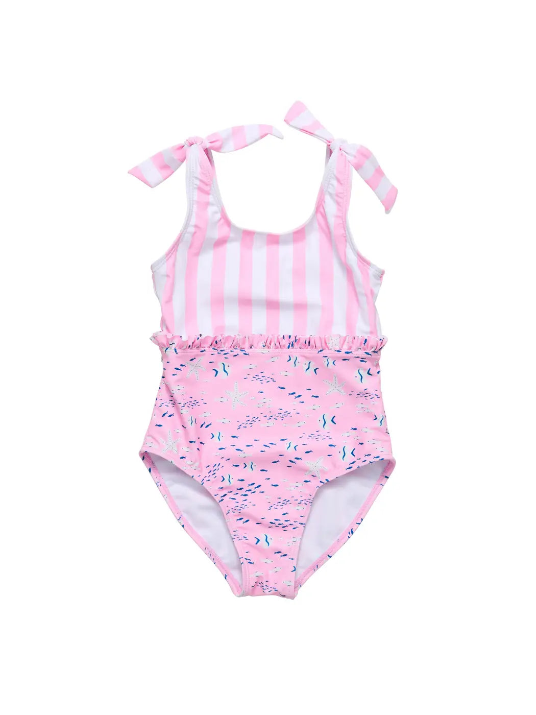 Pink Sea Shoulder Tie Swimsuit