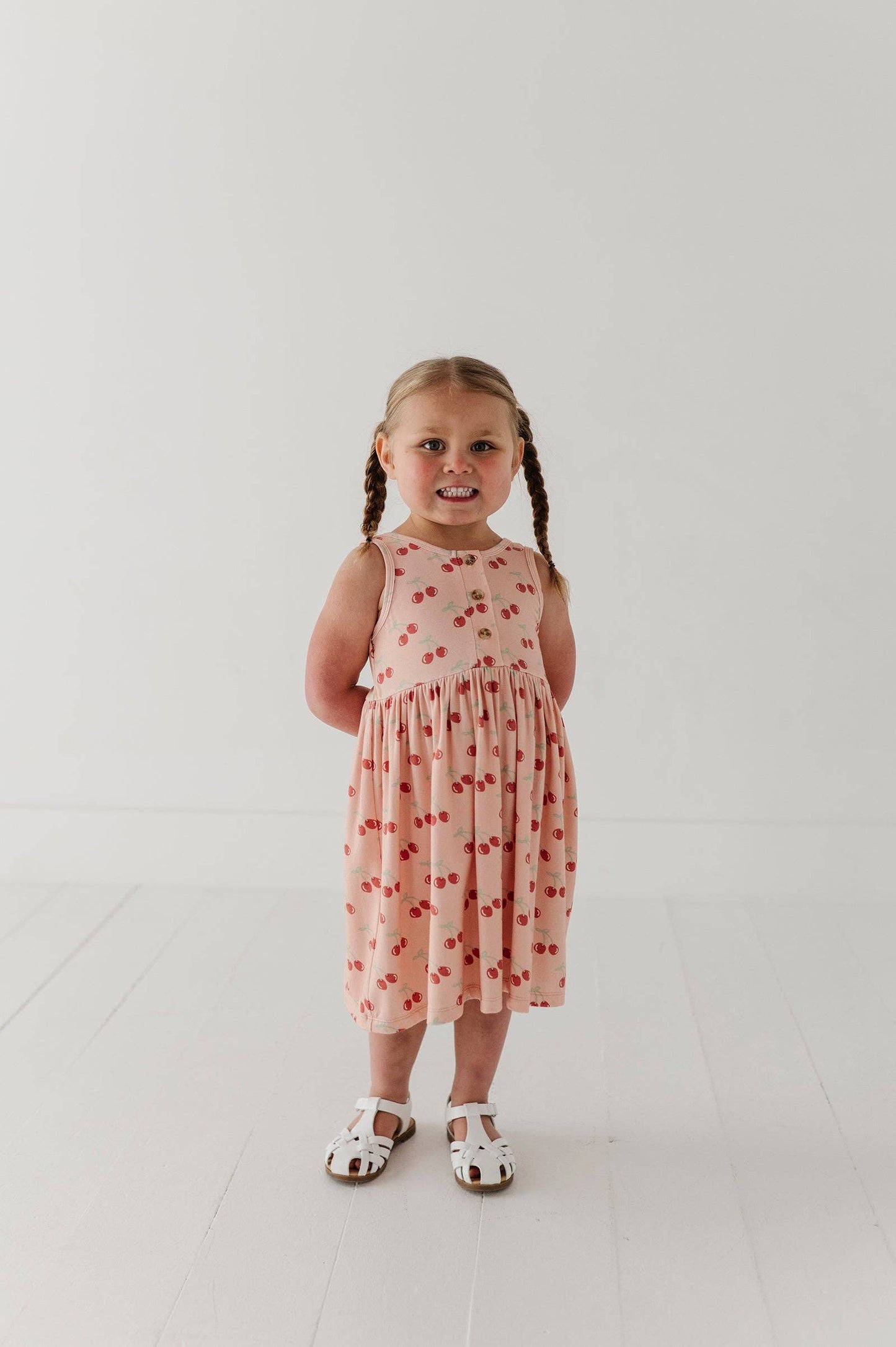 Henley Tank Dress- Cherries