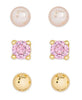 Freshwater Pearl And CZ Stud Set - Sterling Silver
