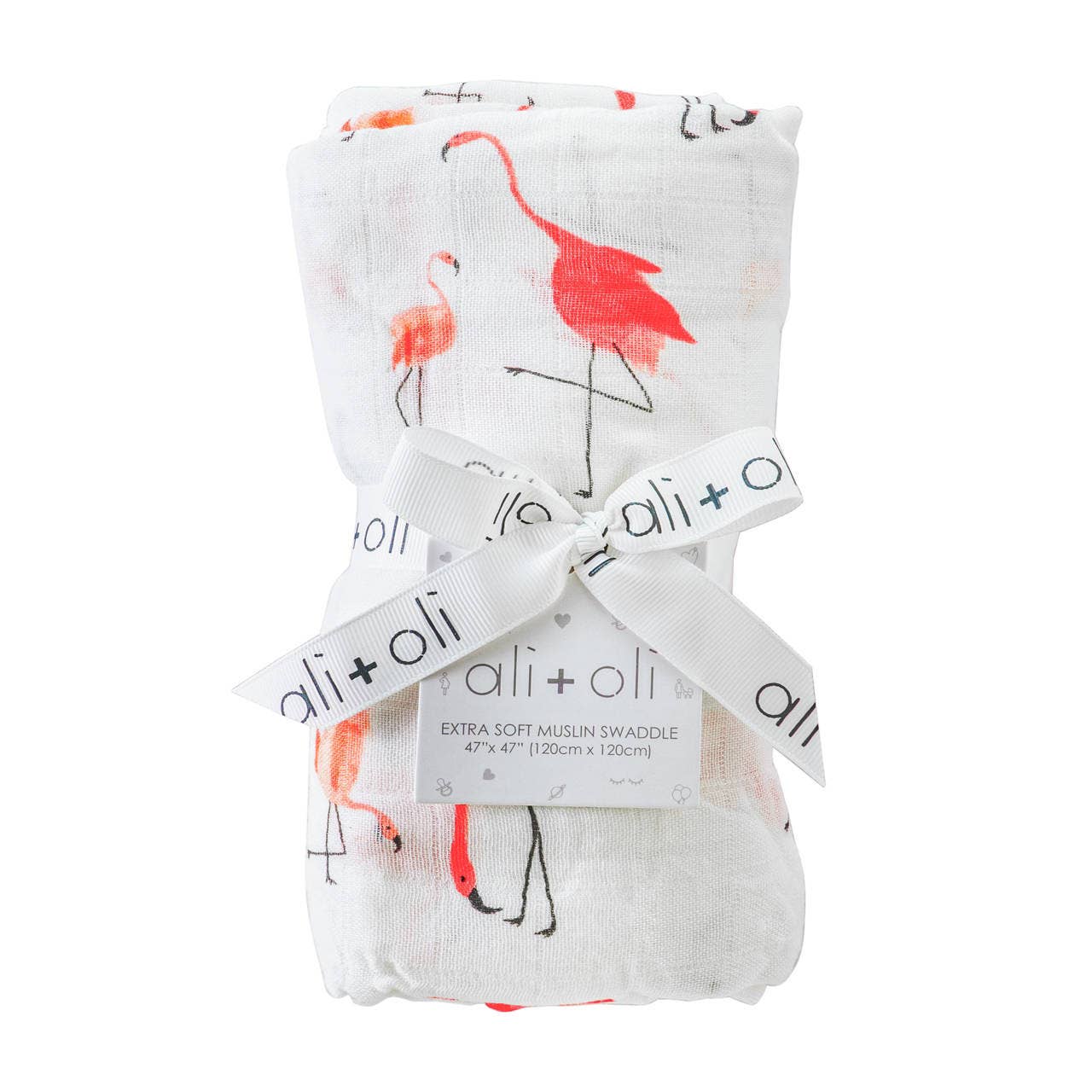 Bamboo Muslin Swaddle Blanket- Flamingo