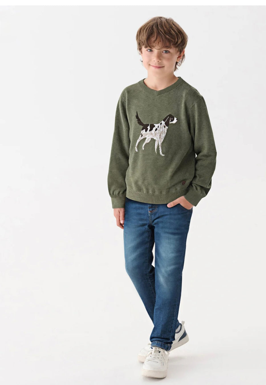 Hunting Dogs V-Neck Sweater