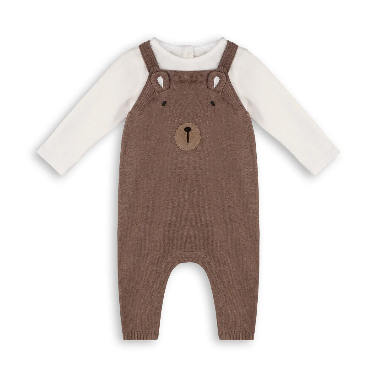 Organic Cotton Bear Embroidered Overall & Bodysuit Set