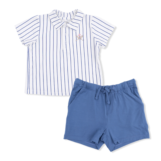 Baseball Stripe Polo with Short