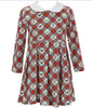 Peter Pan Collar Festive Fawn Print Jersey Dress