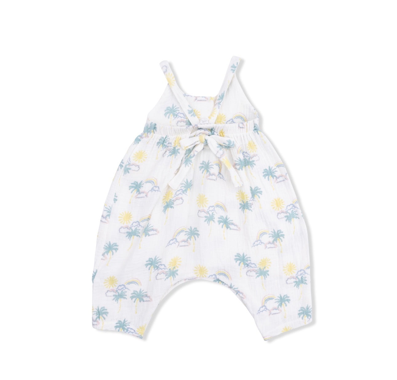 Organic Cotton Tie Back Romper- Palm Tree