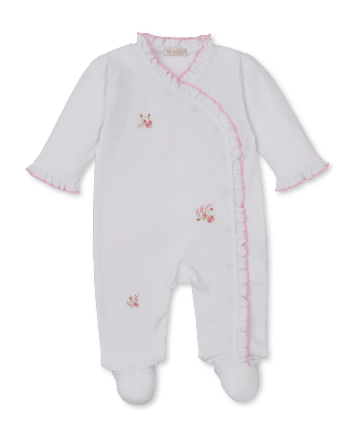 Hand Embroidered Pima Cotton Footie- Roses