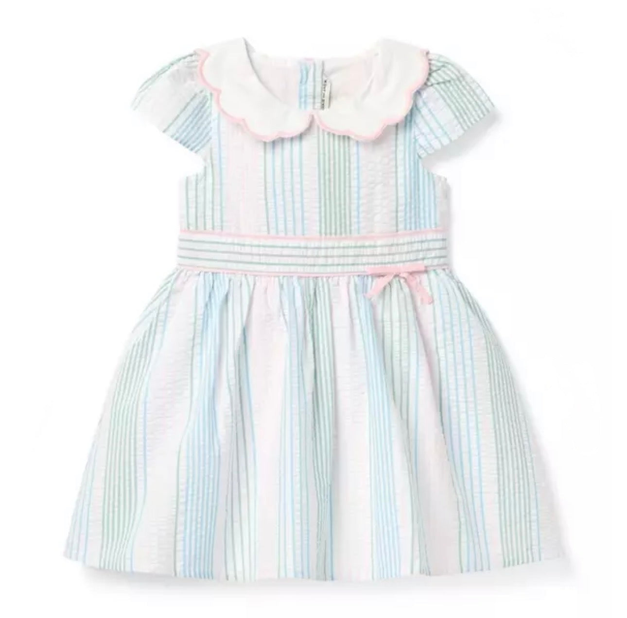 Striped Seersucker Collared Dress