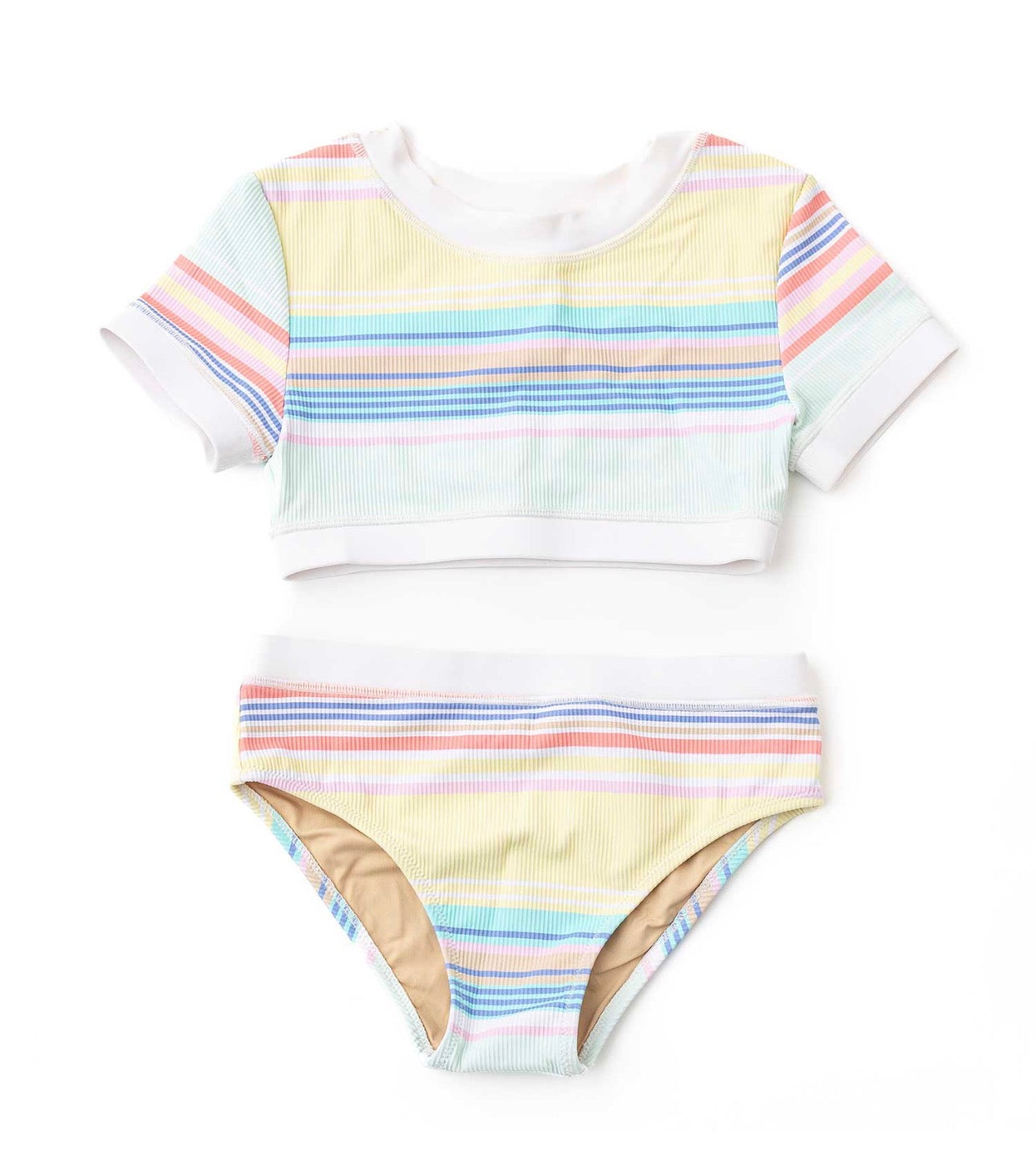 Ribbed Cropped Short Sleeve- Surfer Stripe