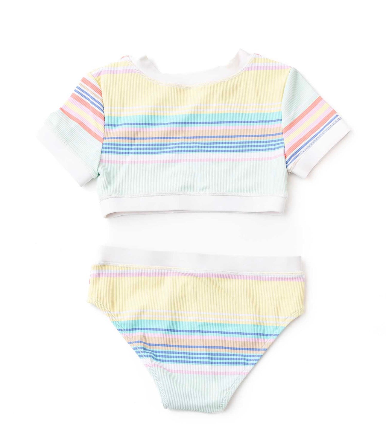 Ribbed Cropped Short Sleeve- Surfer Stripe