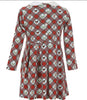 Peter Pan Collar Festive Fawn Print Jersey Dress