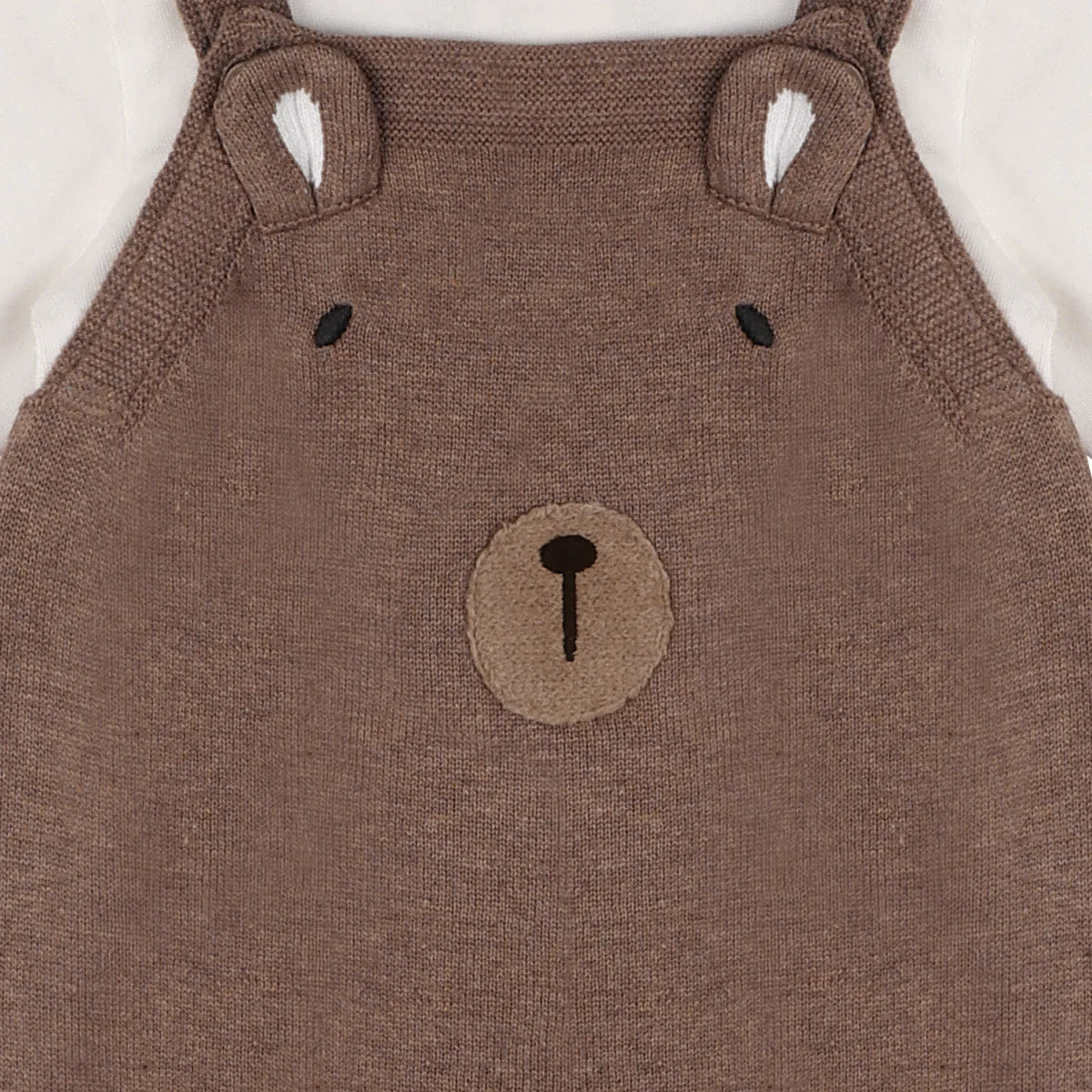 Organic Cotton Bear Embroidered Overall & Bodysuit Set