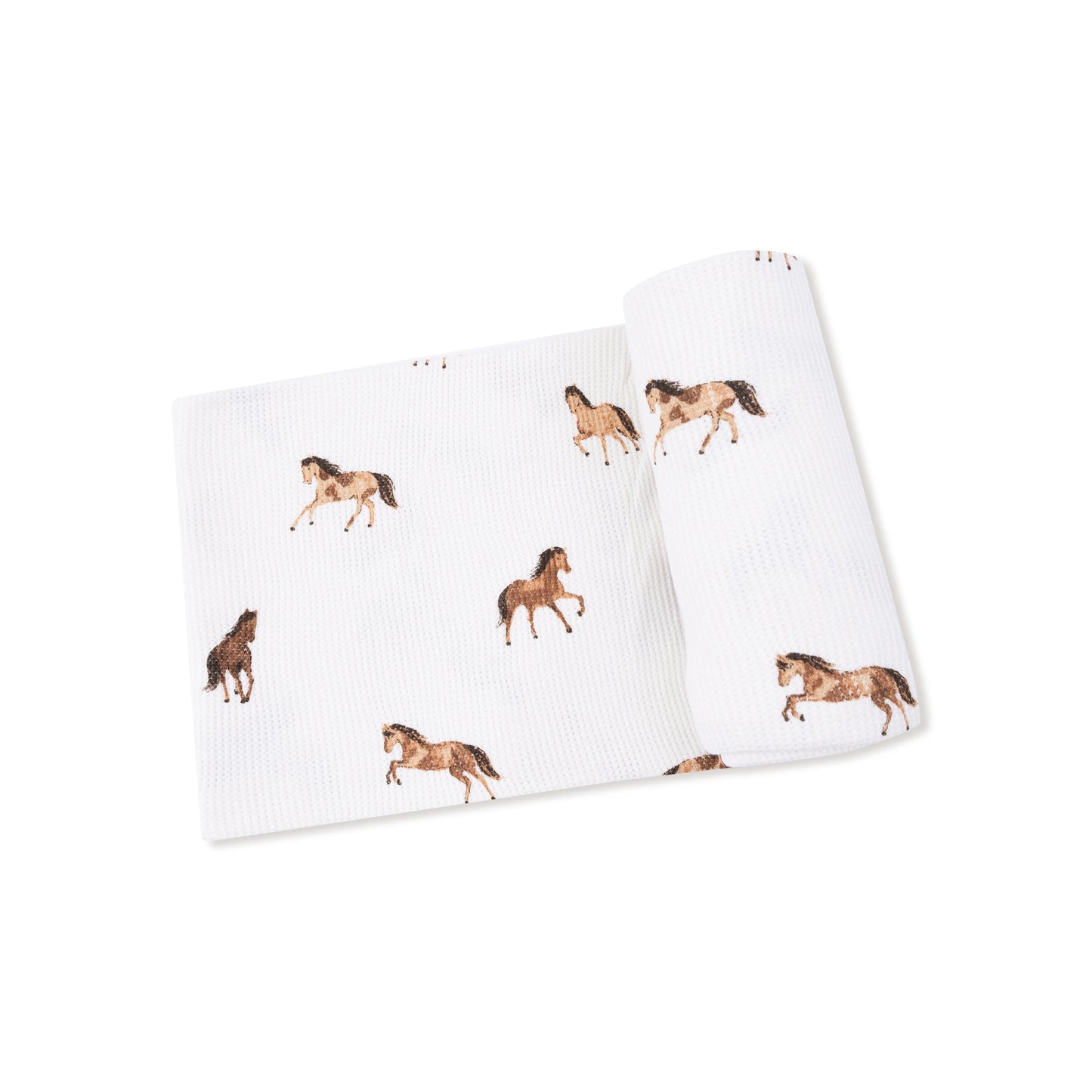 Bamboo Cotton Swaddle Blanket- Mini Horses