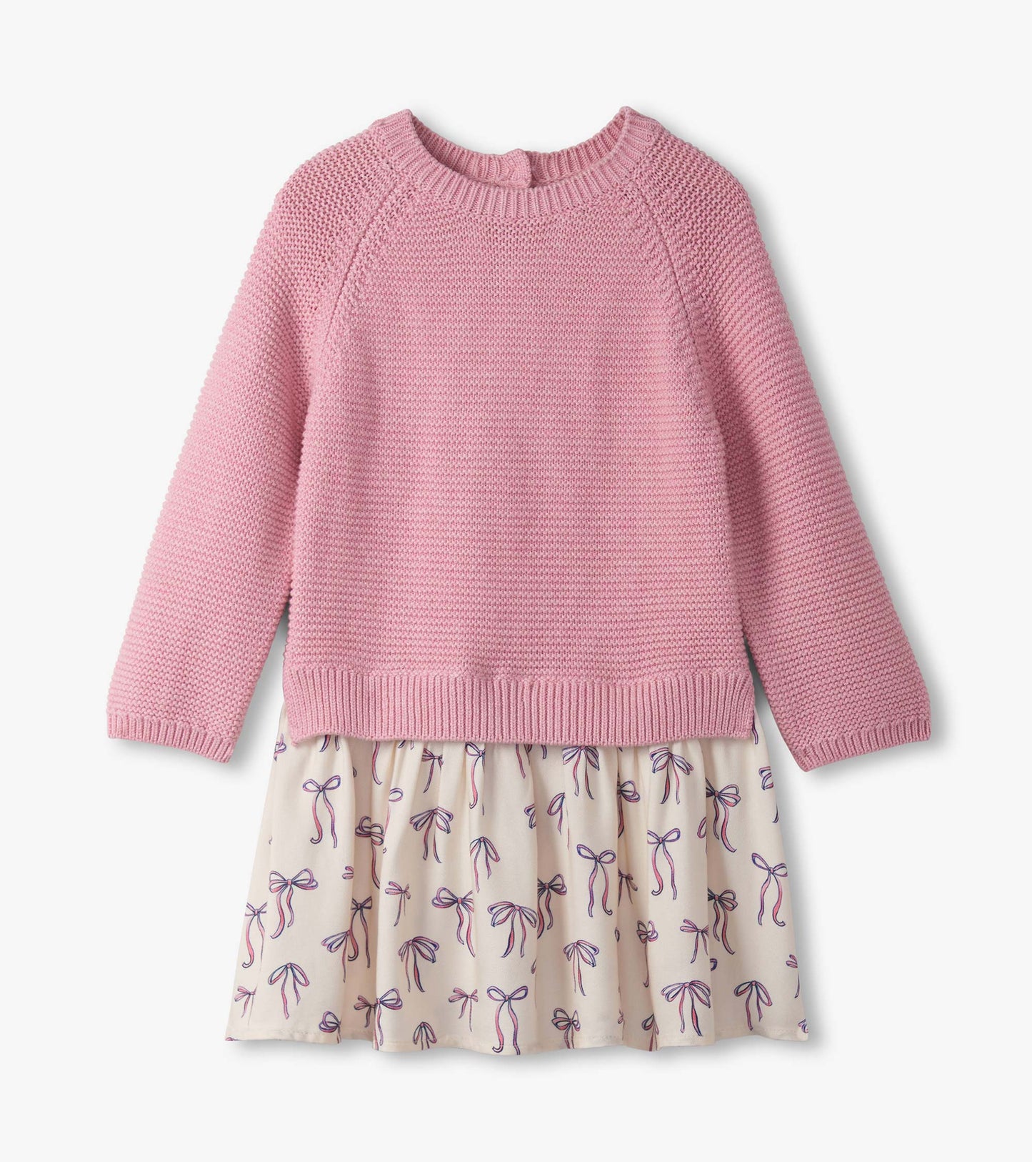 Painterly Bows Mixed Media Sweater Dress