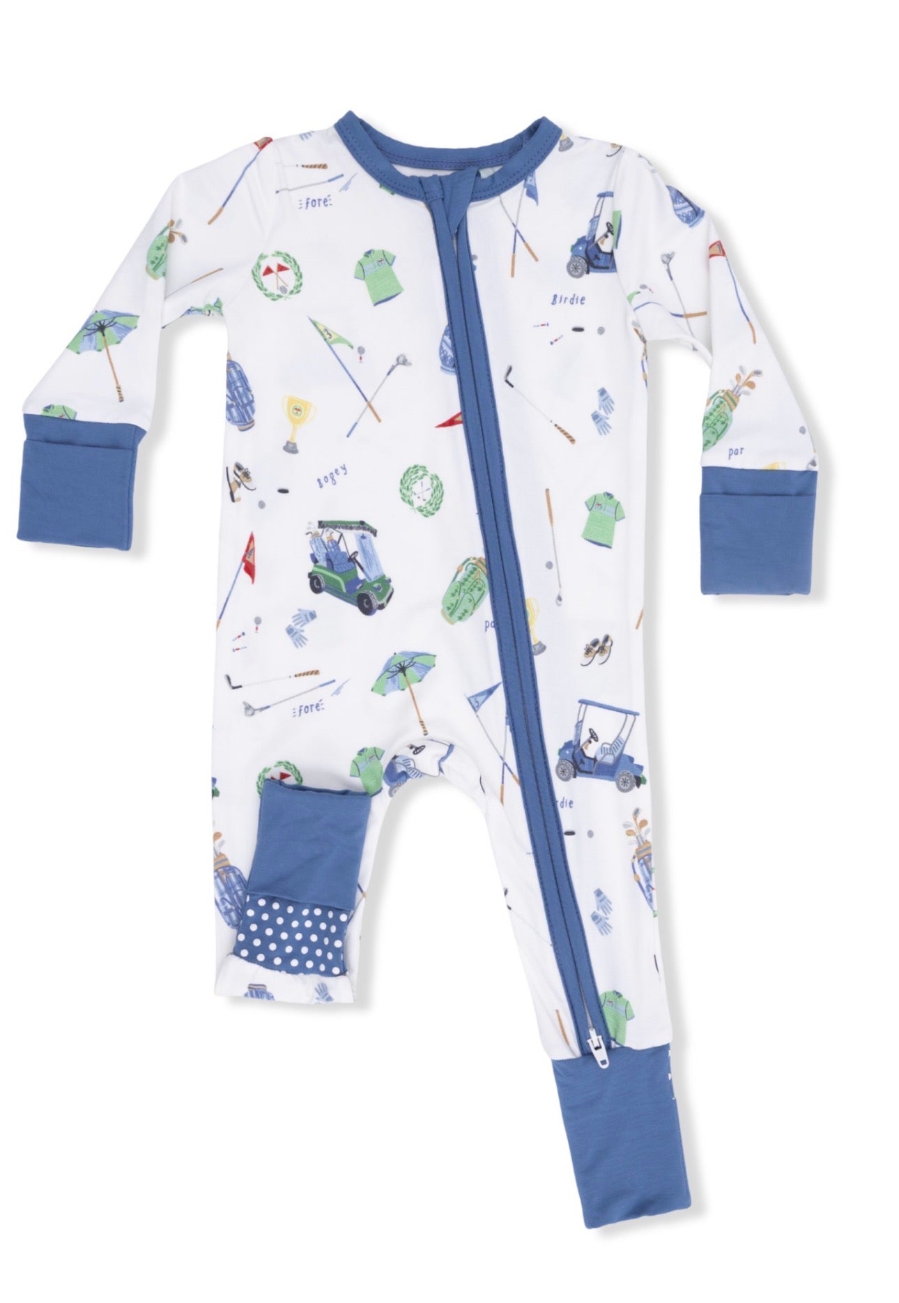 2-Way Zip Bamboo Romper- Golf Things