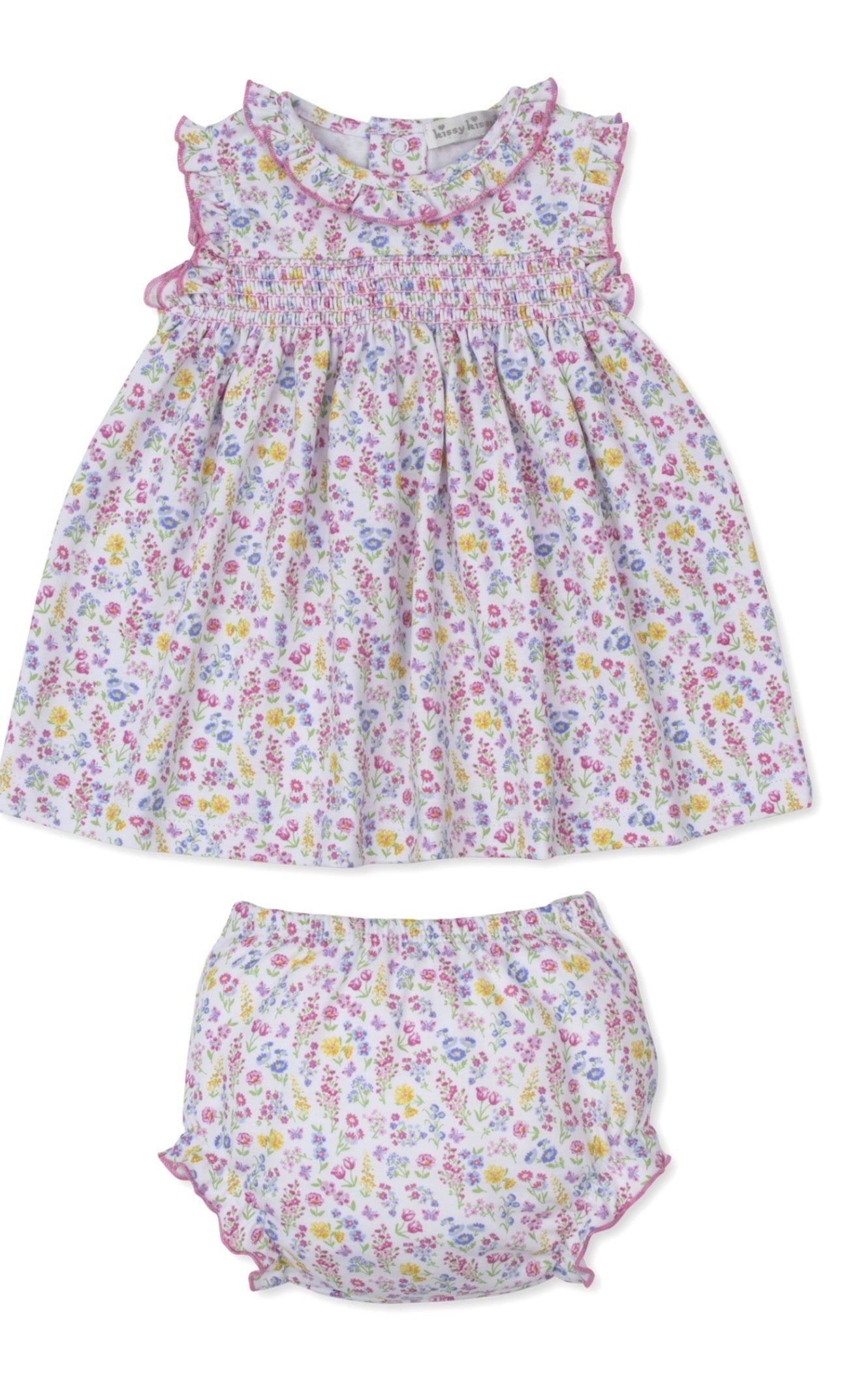 Pima Cotton Smocked Dress- Pastel Gardens