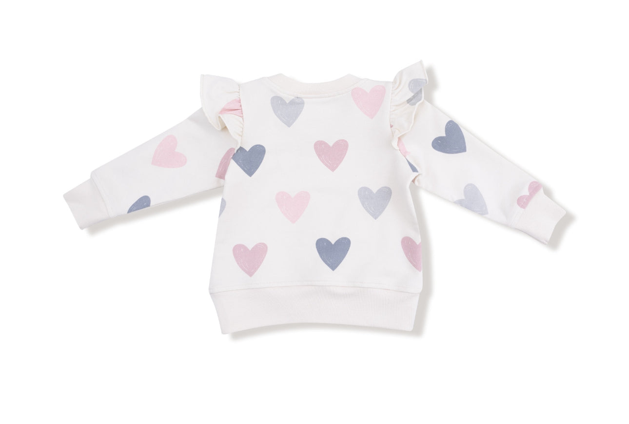 Organic French Terry Ruffle Sweatshirt Hearts