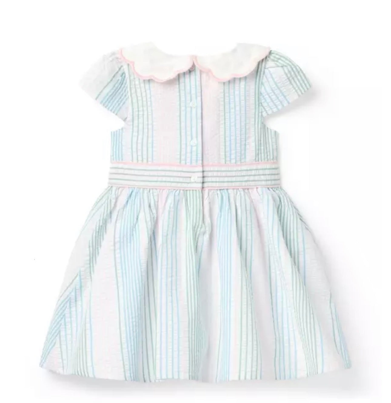 Striped Seersucker Collared Dress