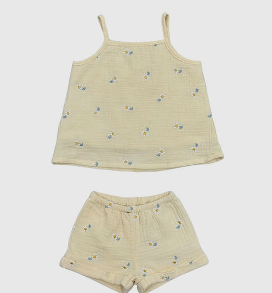 Gauze Tank & Short Set- Mini Daisy