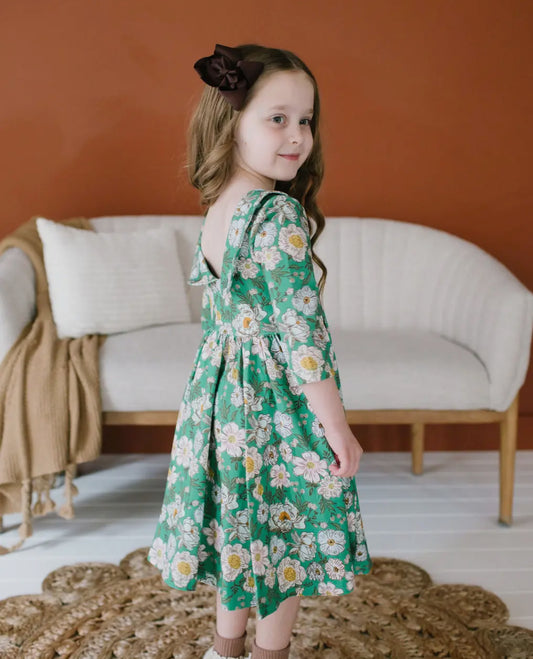 Rubina Twirl in Dress- Vintage Greens