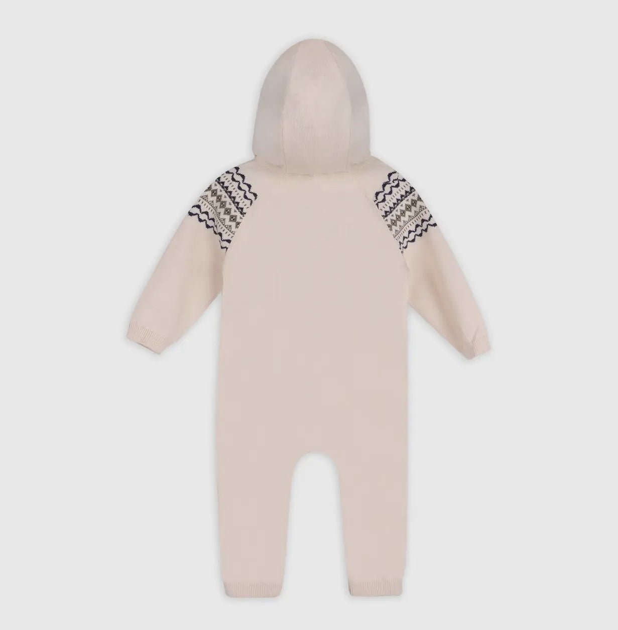 Organic Cotton Fair Isle Jacquard Sweater Knit Hooded Jumpsuit