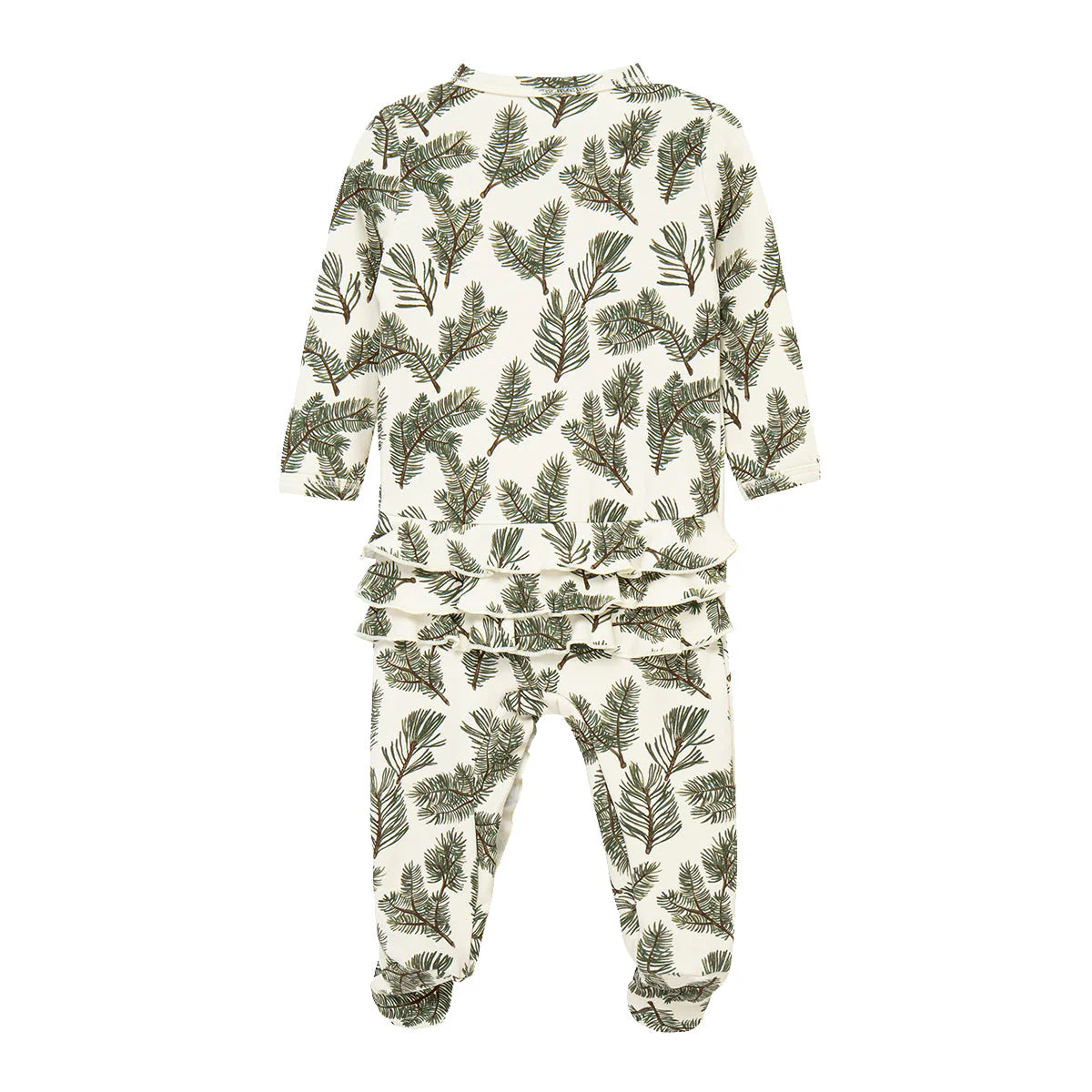 Pine Brushed Ruffle Footed Romper