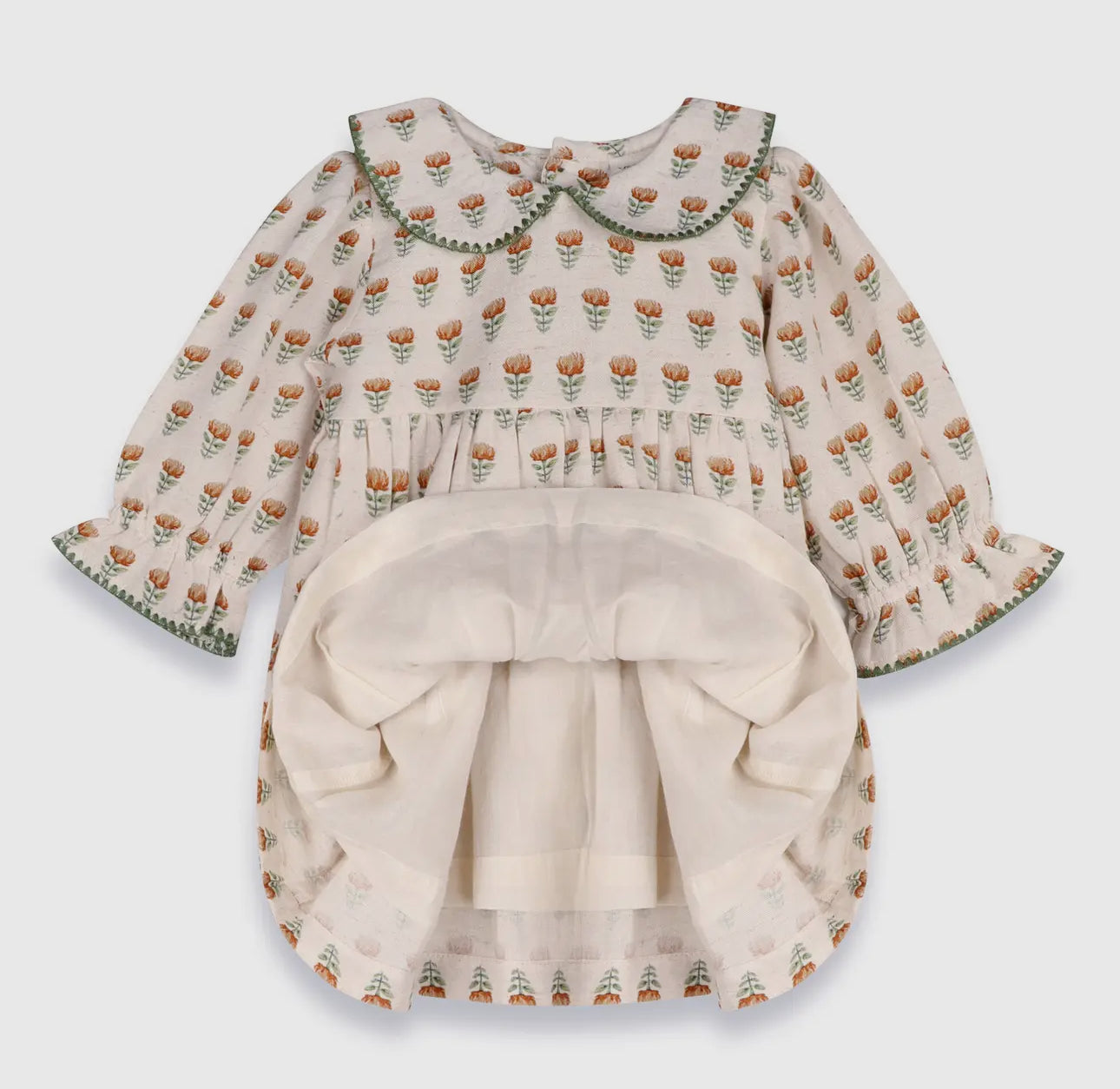 Linen Blend Ina Block Print Floral & Bloomer