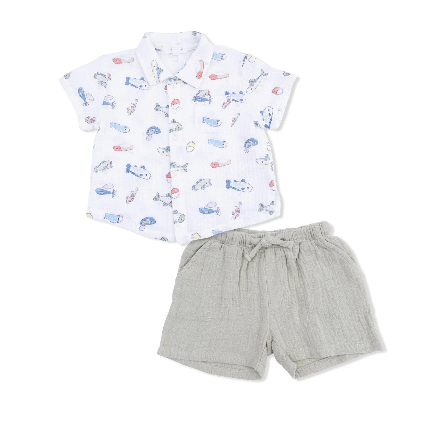 Organic Muslin Polo/Short Set- Fishing Lures