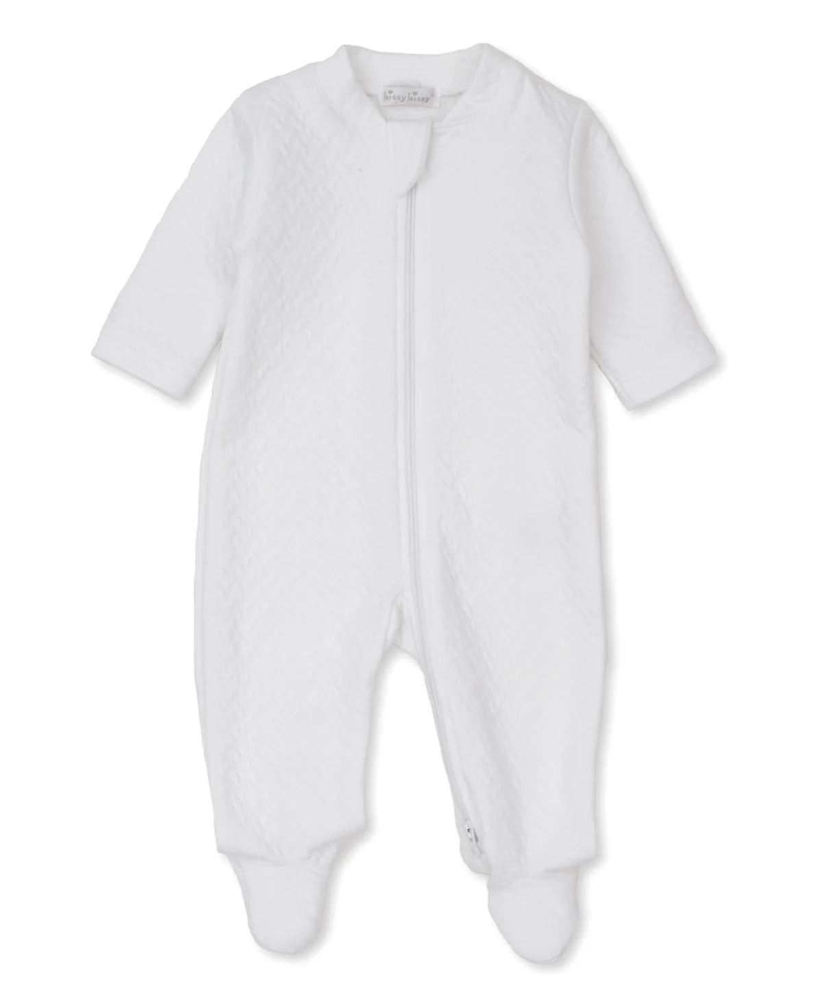 Pima Cotton Classic Jacquards White Zip Footie