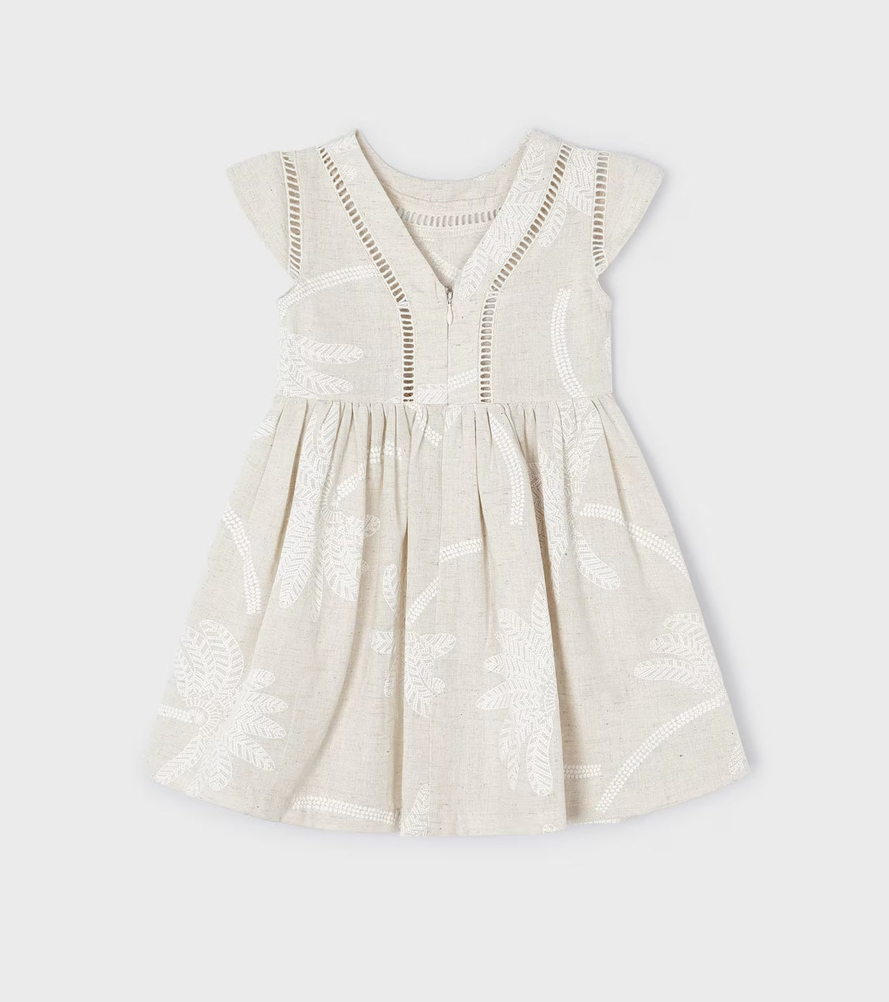 Palm Print Cotton/Linen Dress