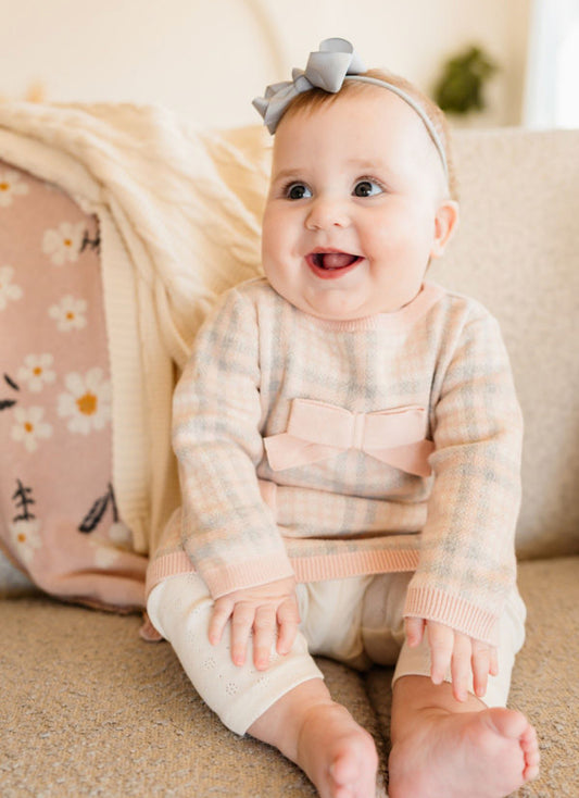 Organic Cotton Sophie Bow Checkered Dress