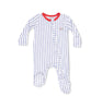 Bamboo Zip Footie- Baseball Stripe