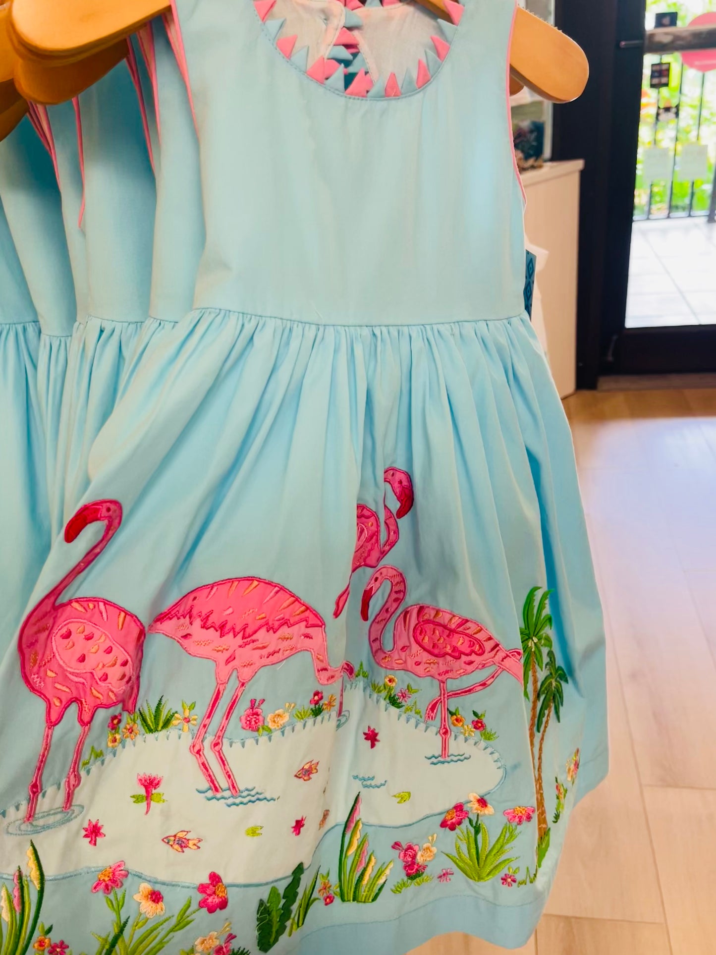 Flamingo Embroidered Party Dress