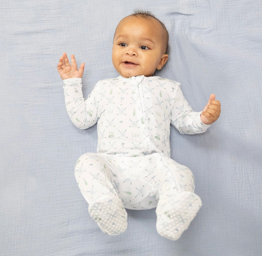 Bamboo Zip Footie- Golf Trellis