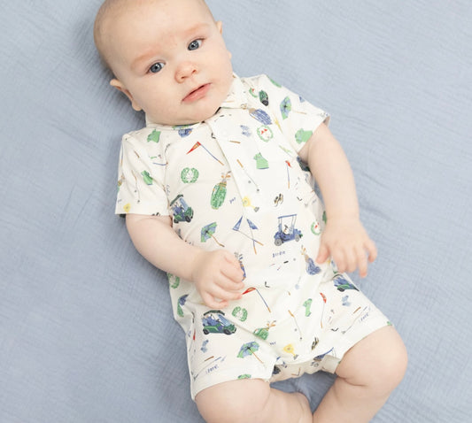 Bamboo Polo Romper- Golf Things