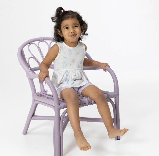 Bamboo Peplum/Bike Short- Floral Sea Creatures