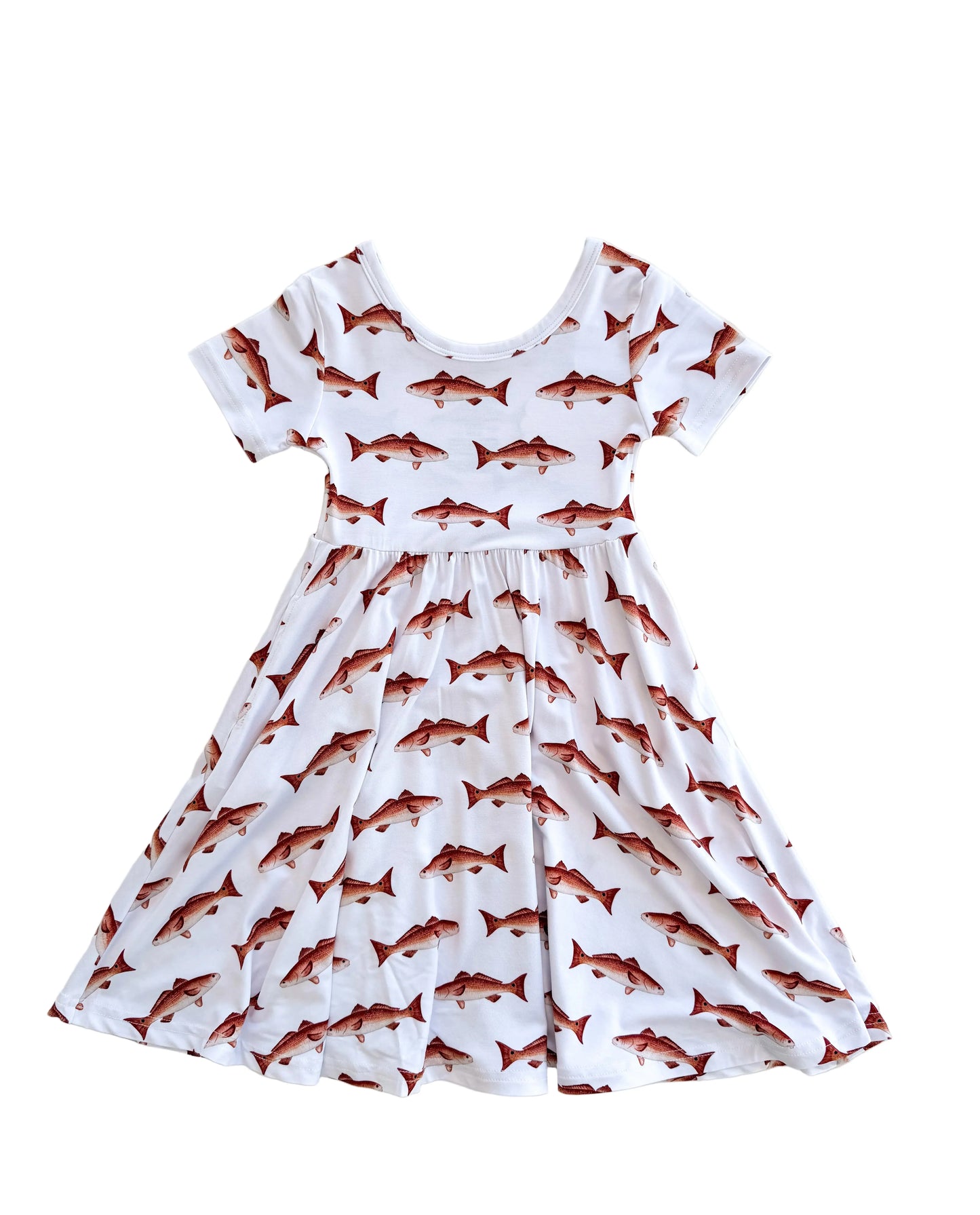 Pocket Bamboo Twirl Dress- Redfish