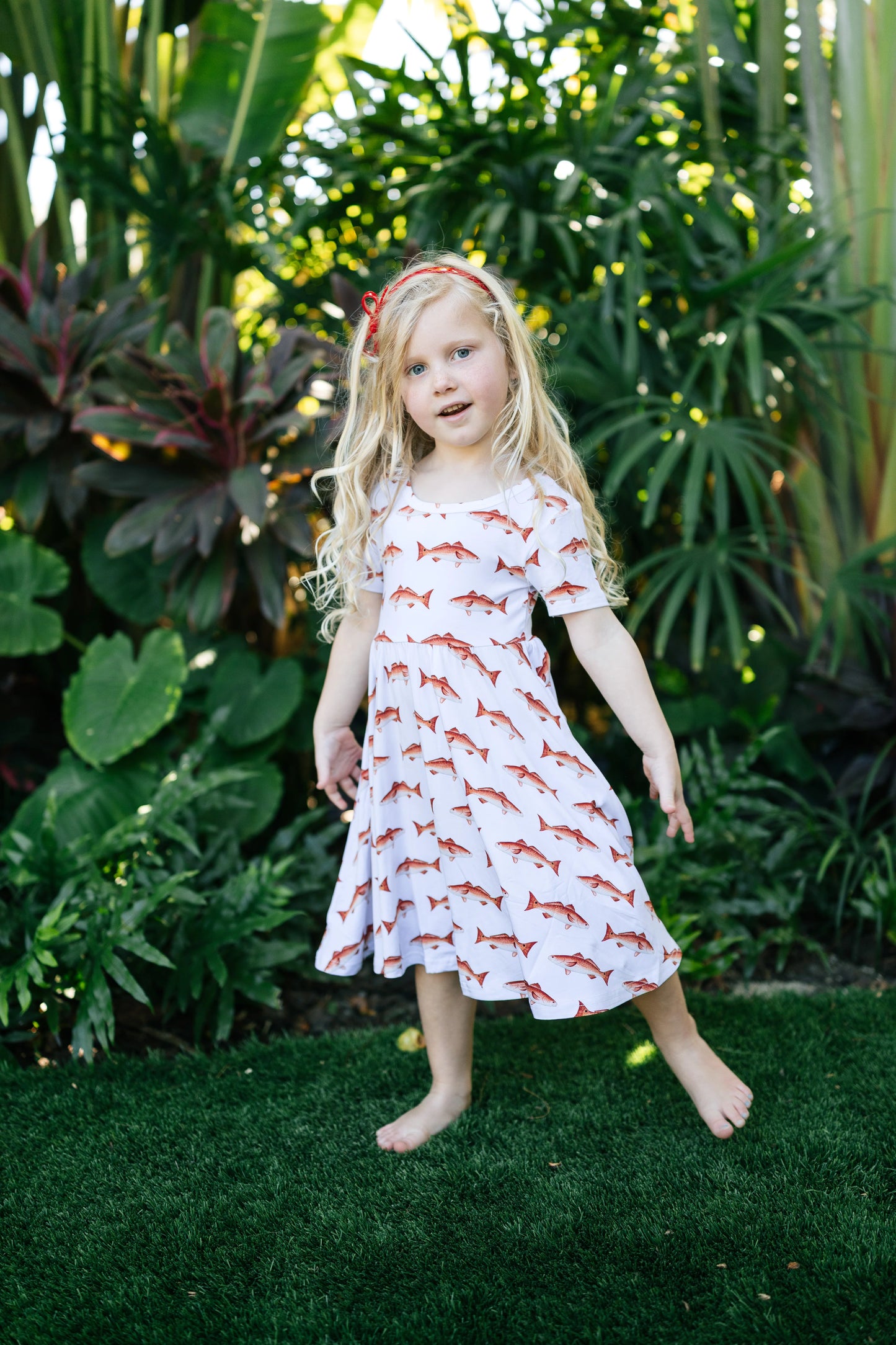 Pocket Bamboo Twirl Dress- Redfish