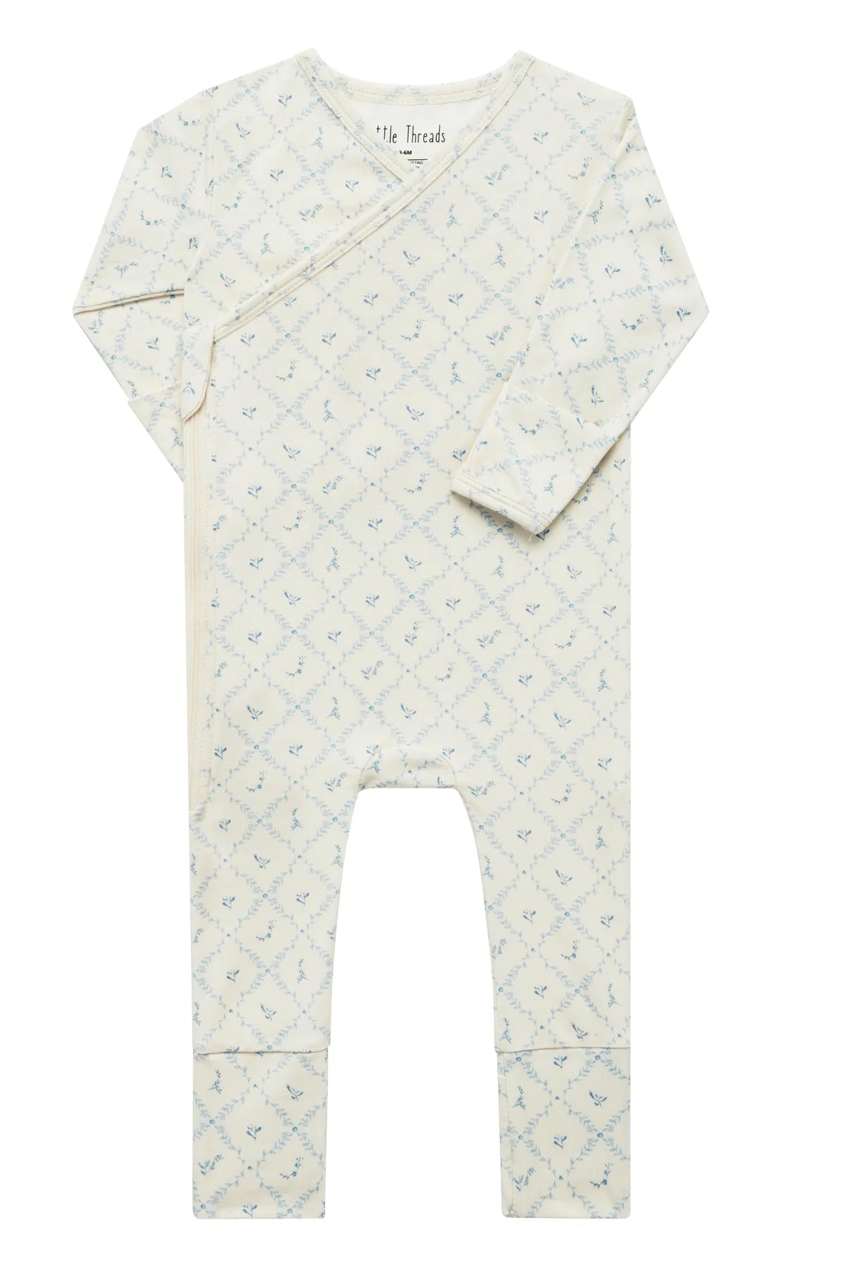 Blue Lattice Bamboo Wrap Footie