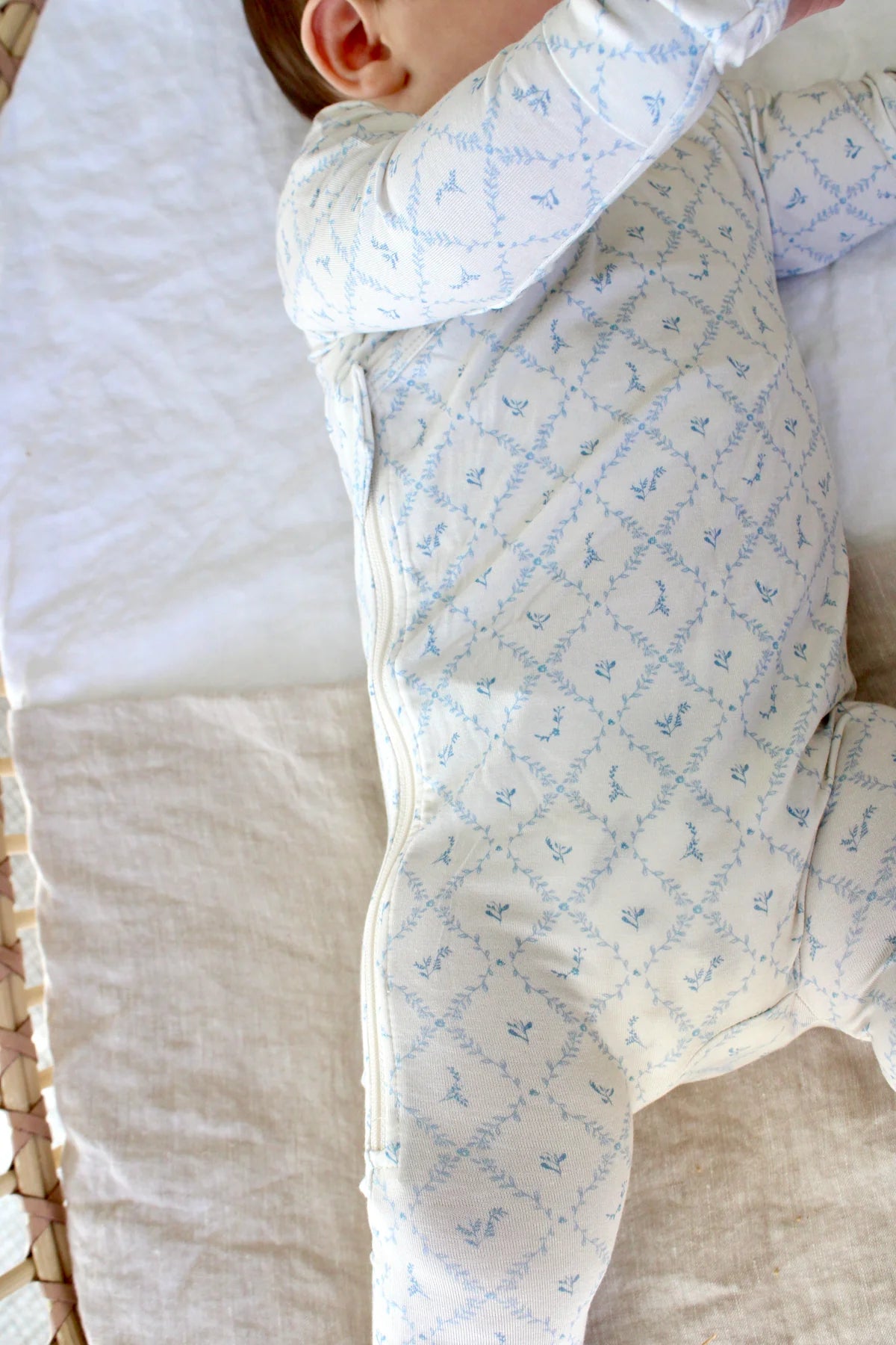 Blue Lattice Bamboo Wrap Footie