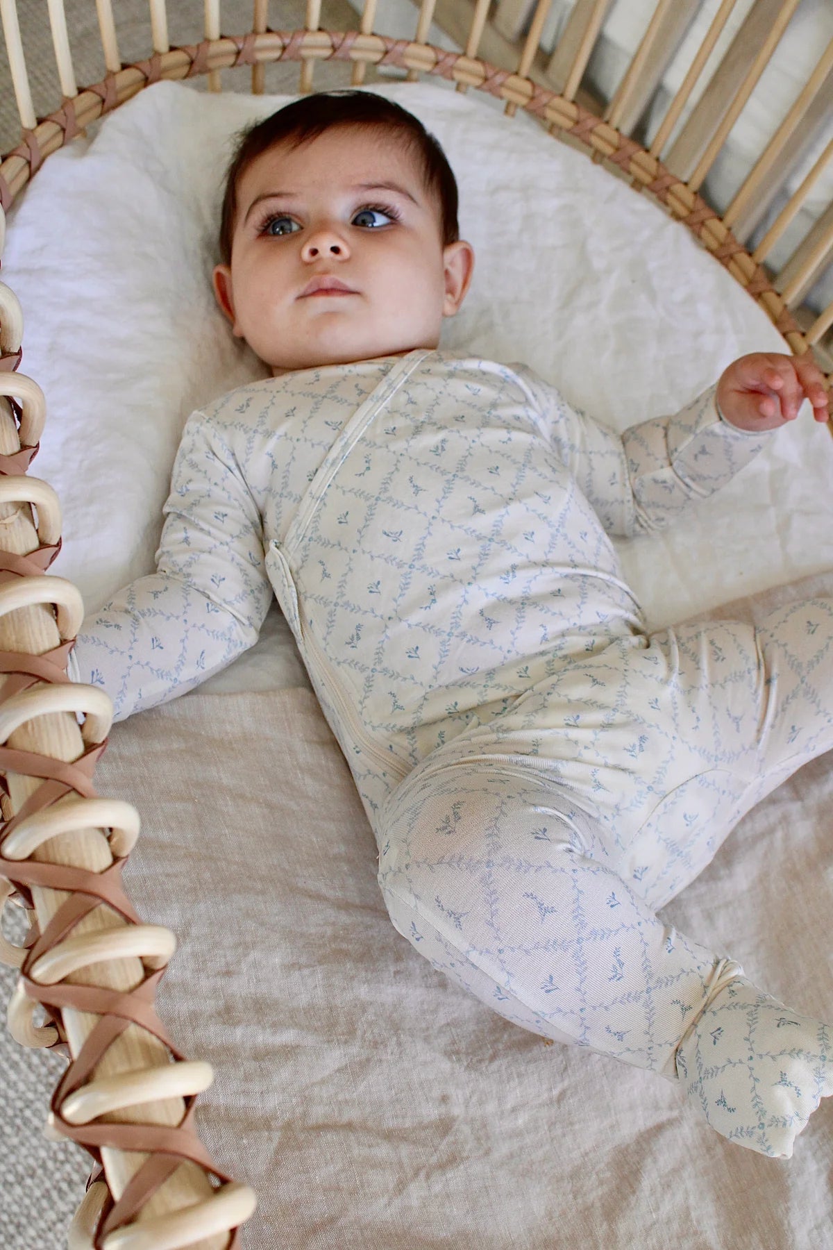 Blue Lattice Bamboo Wrap Footie